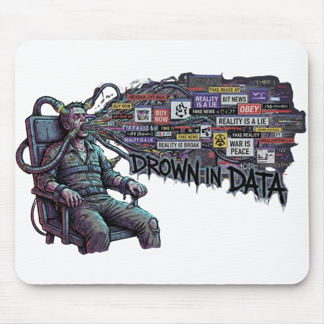 Mousepad Afogar em Dados – Antimídia Cyberpunk para Lavagem (Frente)