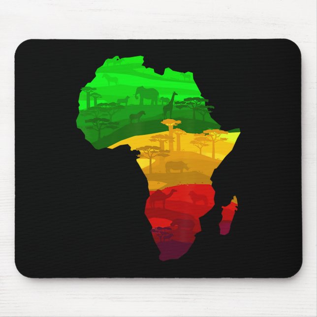Mousepad África Mapa Verde Amarelo Vermelho Orgulho African (Frente)