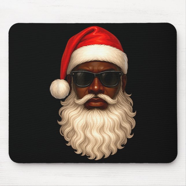 Mousepad African American Cool Santa Claus Christmas Pajama (Frente)