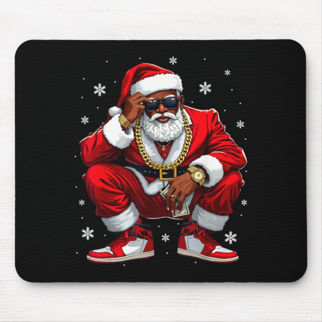 Mousepad African American Santa Christmas Black Xmas Women  (Frente)