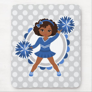 Mousepad Afro-americano azul do cheerleader - elogio bonito