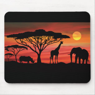 Mousepad Afro-animais-e-pôr-do-sol