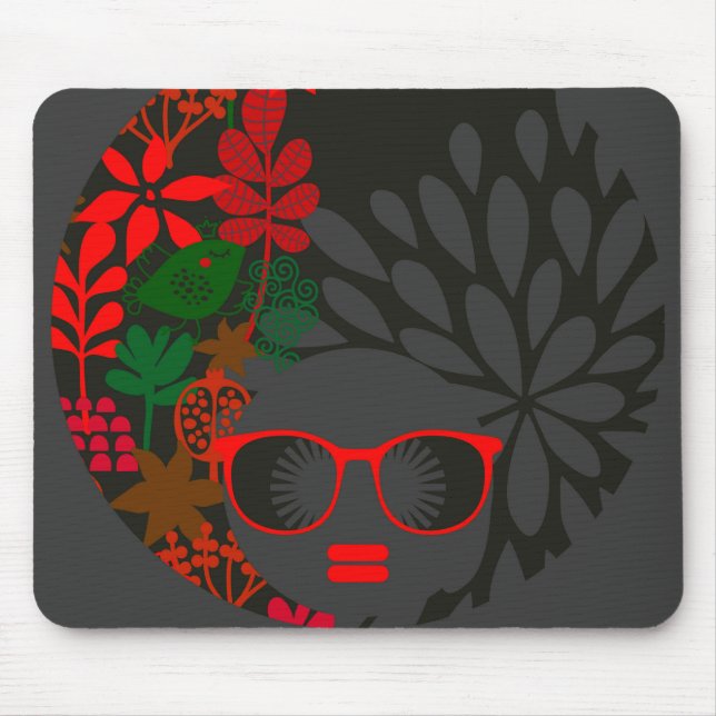 Mousepad Afro Diva Vermelho Verde Ardósia Preto (Frente)