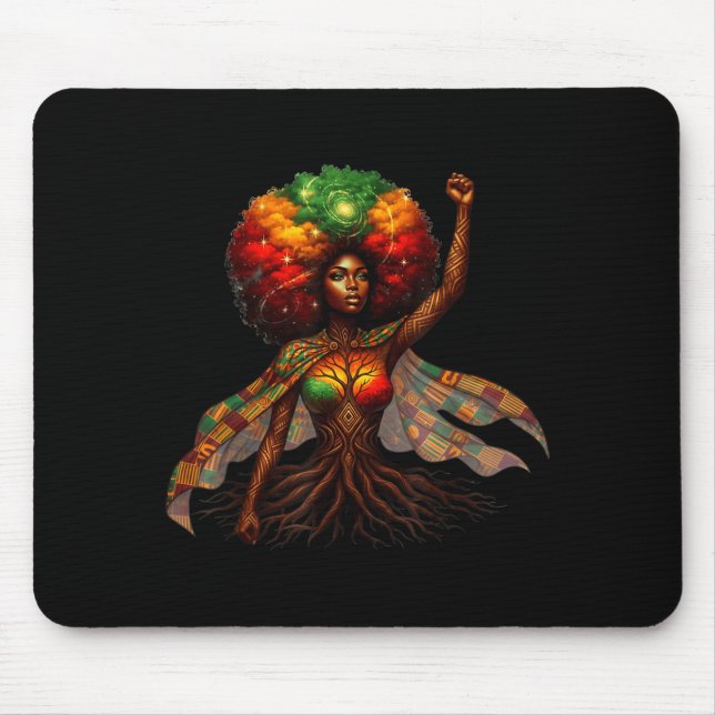 Mousepad Afro Queen Black Woman African Roots Melanin Black (Frente)