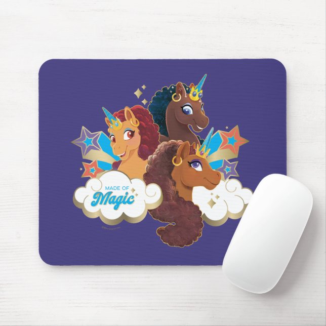 Mousepad Afro Unicorn "Made of Magic" Trio Design (Com mouse)