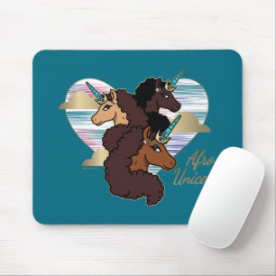 Mousepad Afro Unicorn Trio Heart Design