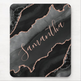 Mousepad Ágata Brilhante Falsa Dourada e Rosa 