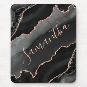 Mousepad Ágata Brilhante Falsa Dourada e Rosa