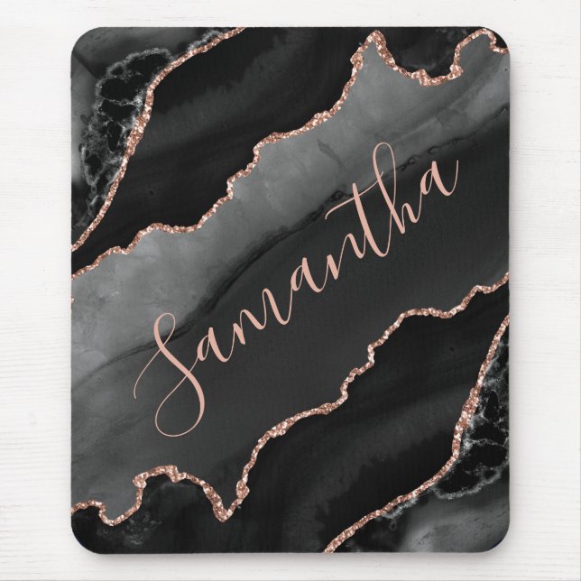 Mousepad Ágata Brilhante Falsa Dourada e Rosa  (Frente)