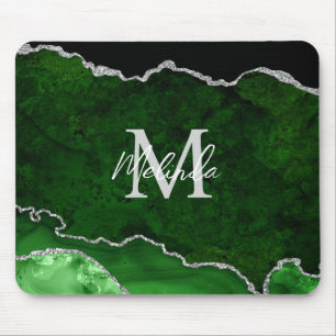 Mousepad Ágata de Mármore Verde e Prata
