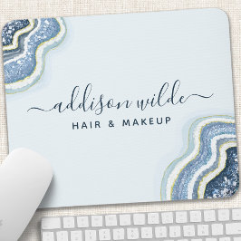 Mousepad Ágata Geodo Brilho Azul Luxo Chic