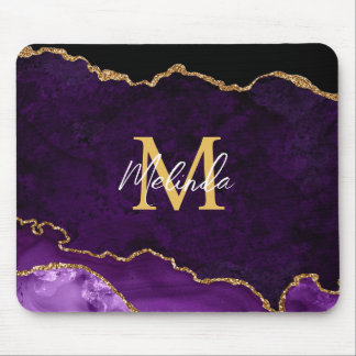 Mousepad Ágata Marmoreada Roxa e Dourada