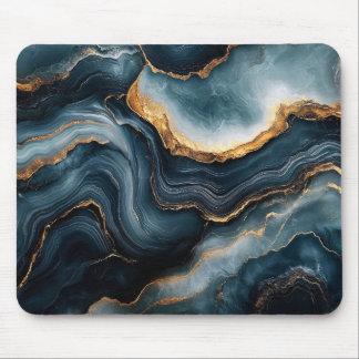 Mousepad Agate Geode com mármore azul Dourado e Marinho