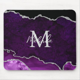 Mousepad Agato de mármore roxo e prateado