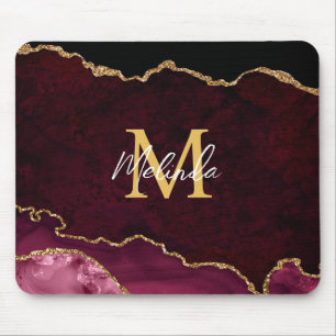 Mousepad Agato de mármore vermelho e Dourado