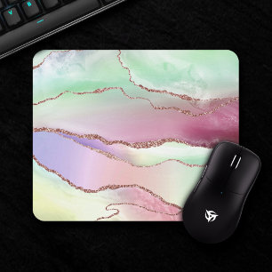Mousepad Agato de melancia Verde Neo Mint e Rosa Cassis