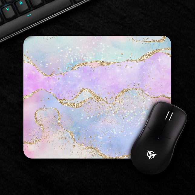 Mousepad Agato de Pastel bonito | Vidro Dourado (Criador carregado)
