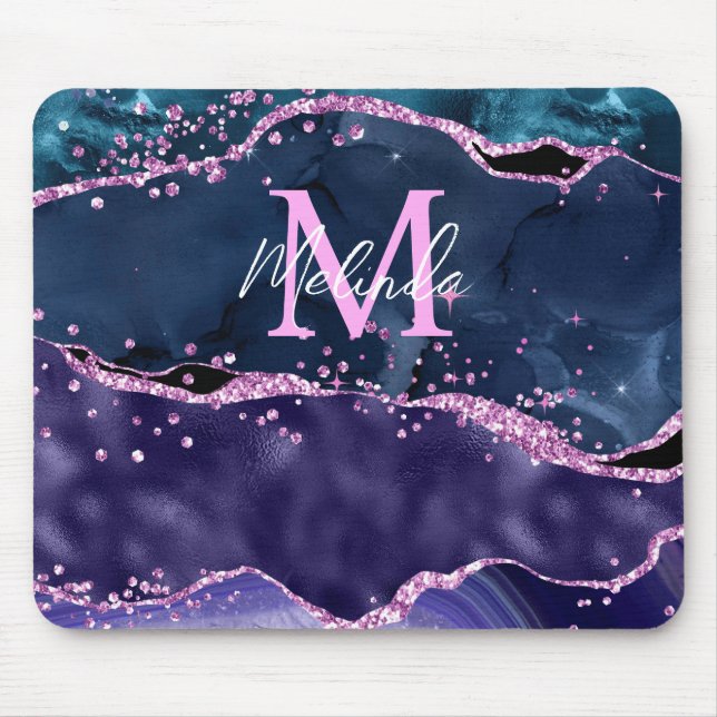 Mousepad Agato do Oceano Glitor Azul-marinho e Roxo (Frente)