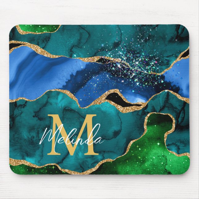 Mousepad Agitação da relva azul e verde (Frente)