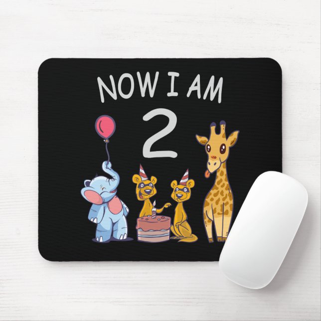 Mousepad Agora tenho 2 anos de segundo aniversário no Zoo (Com mouse)