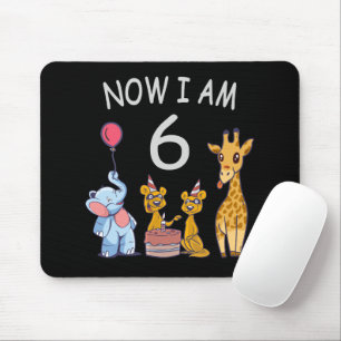 Mousepad Agora tenho 6 anos de 6 de aniversário no Zoo