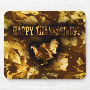 Mousepad AGRADECIMENTO FELIZ - Folhas de Ouro e Turquia