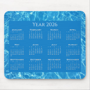 Mousepad Água azul do calendário texturizada