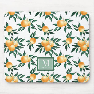 Mousepad Água-forte de Laranja Monograma Nome