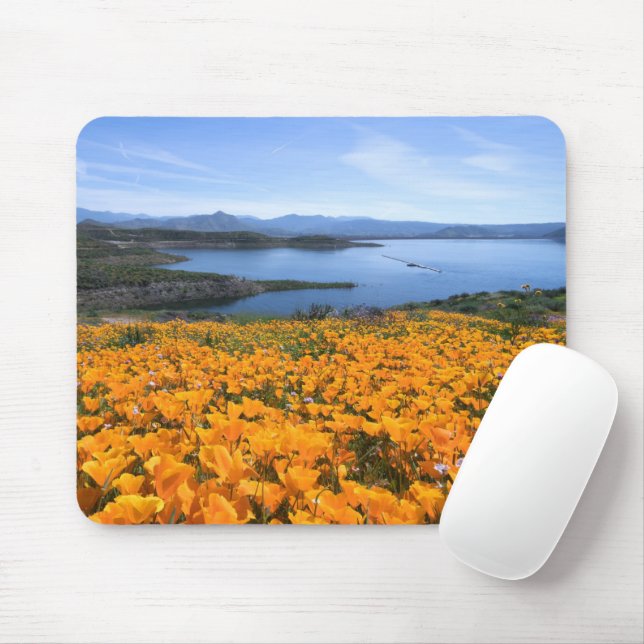 Mousepad Água | Lago California Com Poppies Ouros (Com mouse)