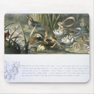Mousepad Água-Lírios e fadas da água, ilustração de