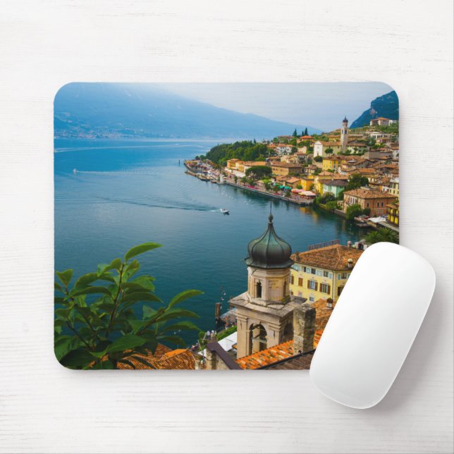 Mousepad Água | San Benedetto Church Lake Garda, Itália (Com mouse)