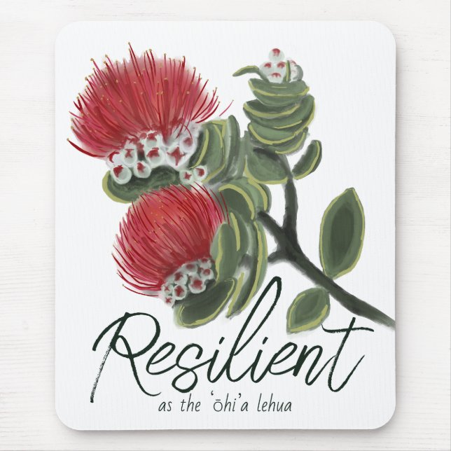 Mousepad Água-viva da Flor Lehua Vermelha Havaiana Resiliên (Frente)
