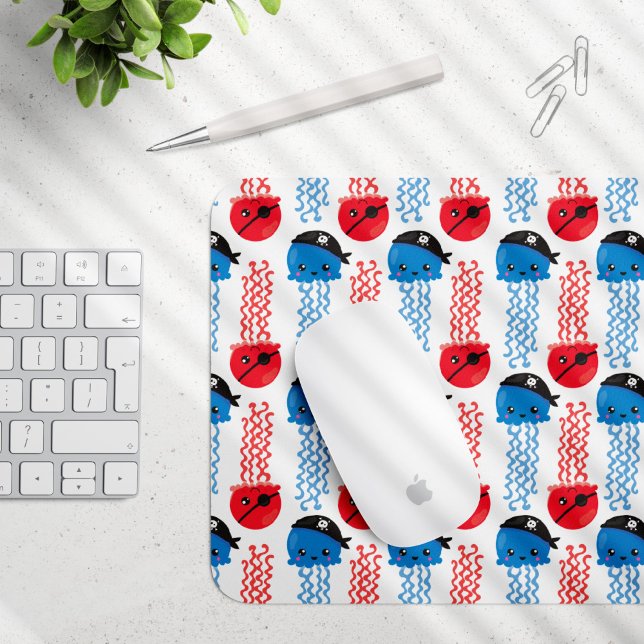 Mousepad Água-viva pirata, padrão de água-viva, animais mar (Criador carregado)
