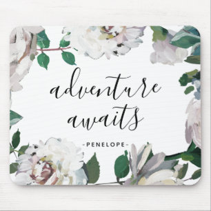 Mousepad Aguardam Aventura Floral bonito com Nome