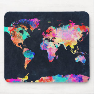 Mousepad aguarela 21 do mapa do mundo