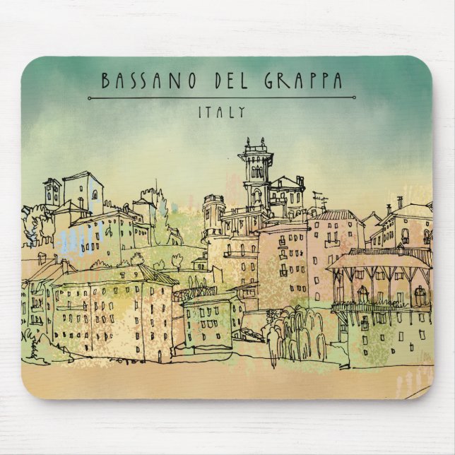 Mousepad Aguarela de Bassano del Grappa Italia (Frente)