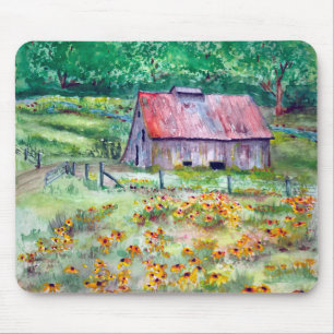 Mousepad Aguarela de olhos pretos do celeiro do Wildflower