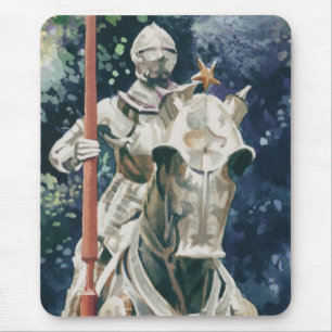 Mousepad "Aguarela do cavaleiro da armadura de brilho"