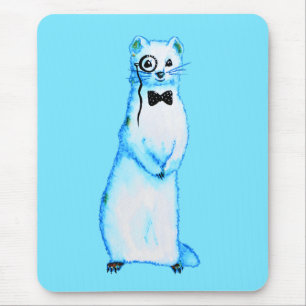 Mousepad Aguarela do cavalheiro da doninha com laço do