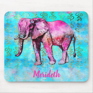 Mousepad Aguarela Dourado azul feita sob encomenda do