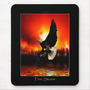 Mousepad Águia americana & incêndio florestal ardente