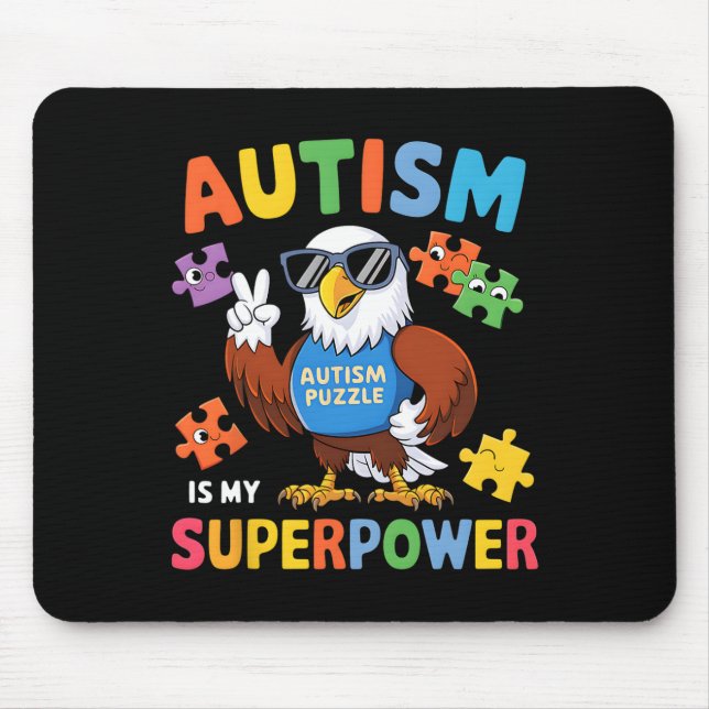 Mousepad Águia Autismo É Meu Superpoder Aceitar Apoiar Amar (Frente)