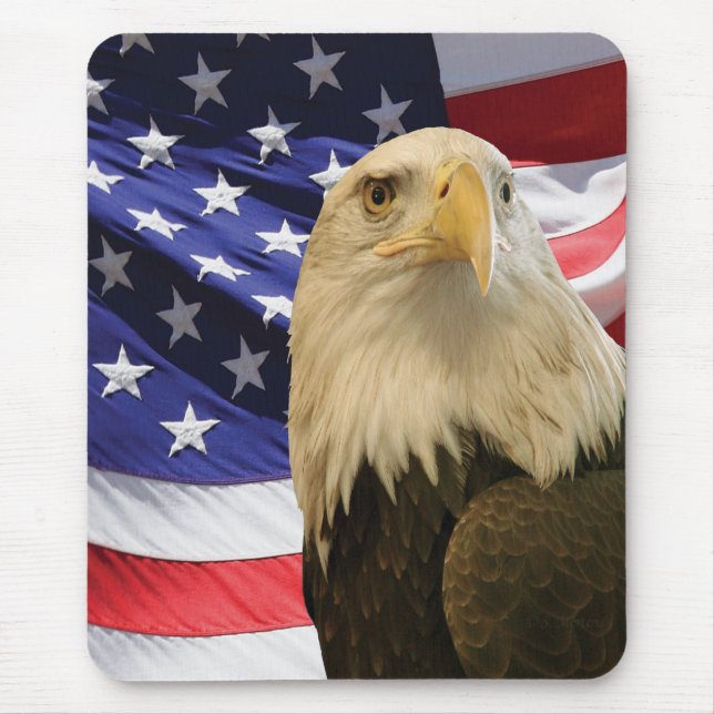 Mousepad Águia Bald Americana e Bandeira (Frente)