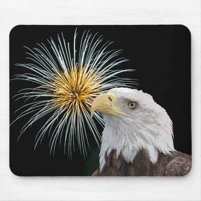 Mousepad Águia Balda e fogos de artifício (Frente)
