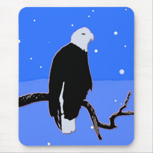 Mousepad Águia Balda no inverno - Arte Original da Vida Se