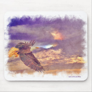 Mousepad Águia Balda Voadora e Arte da Vida Selvagem do Céu