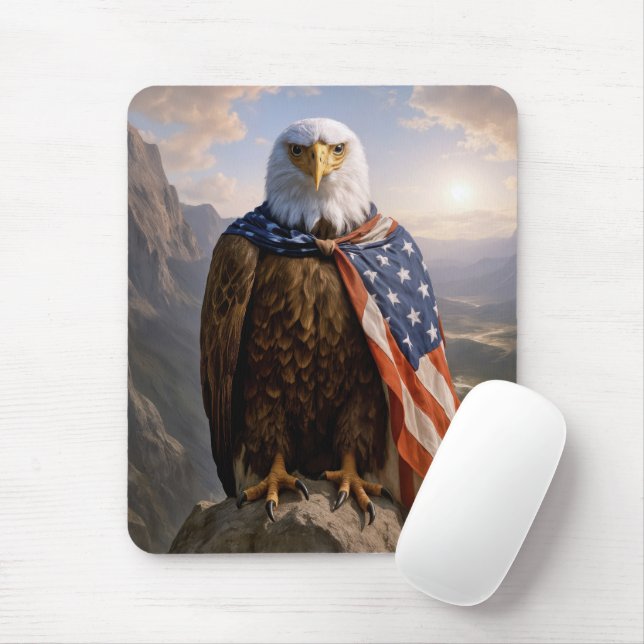 Mousepad Águia-Careca Com Cape da Bandeira Americana (Com mouse)