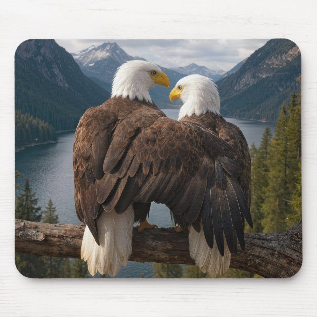 Mousepad Águia-Careca Protegendo sua Parceira (Frente)