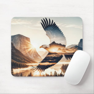 Mousepad Águia-careca voando alto ao nascer do sol