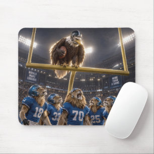 Mousepad Águia com uma bola de futebol em uma trave com Leõ
